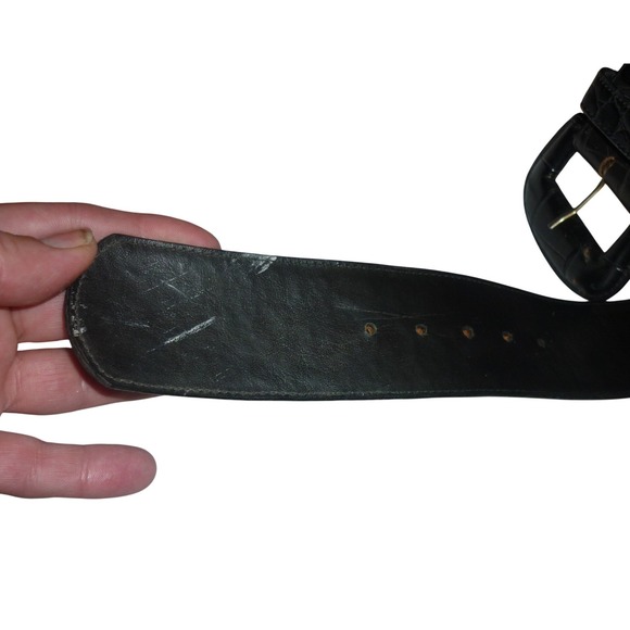 Vintage Bullock\'s Genuine Alligator Belt Black Leather Steerhide‎ Lined USA sz S main image 7